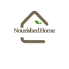 Logo for 'Nourished Home' with a house and leaf design on a white background
